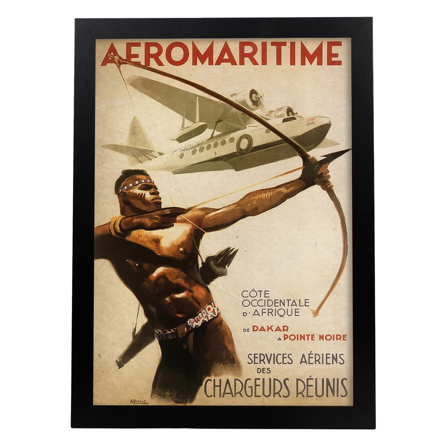 Poster vintage de Aeromaritima. con imágenes vintage y de publicidad antigua.-Artwork-Nacnic-A4-Marco Negro-Nacnic Estudio SL