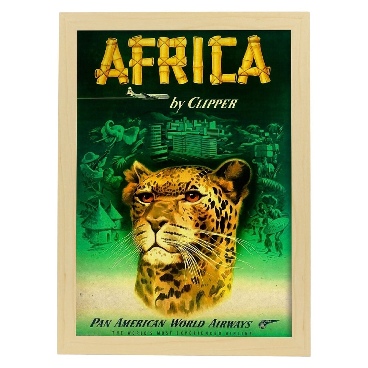 Poster vintage de Africa - Clipper. con imágenes vintage y de publicidad antigua.-Artwork-Nacnic-A3-Marco Madera clara-Nacnic Estudio SL