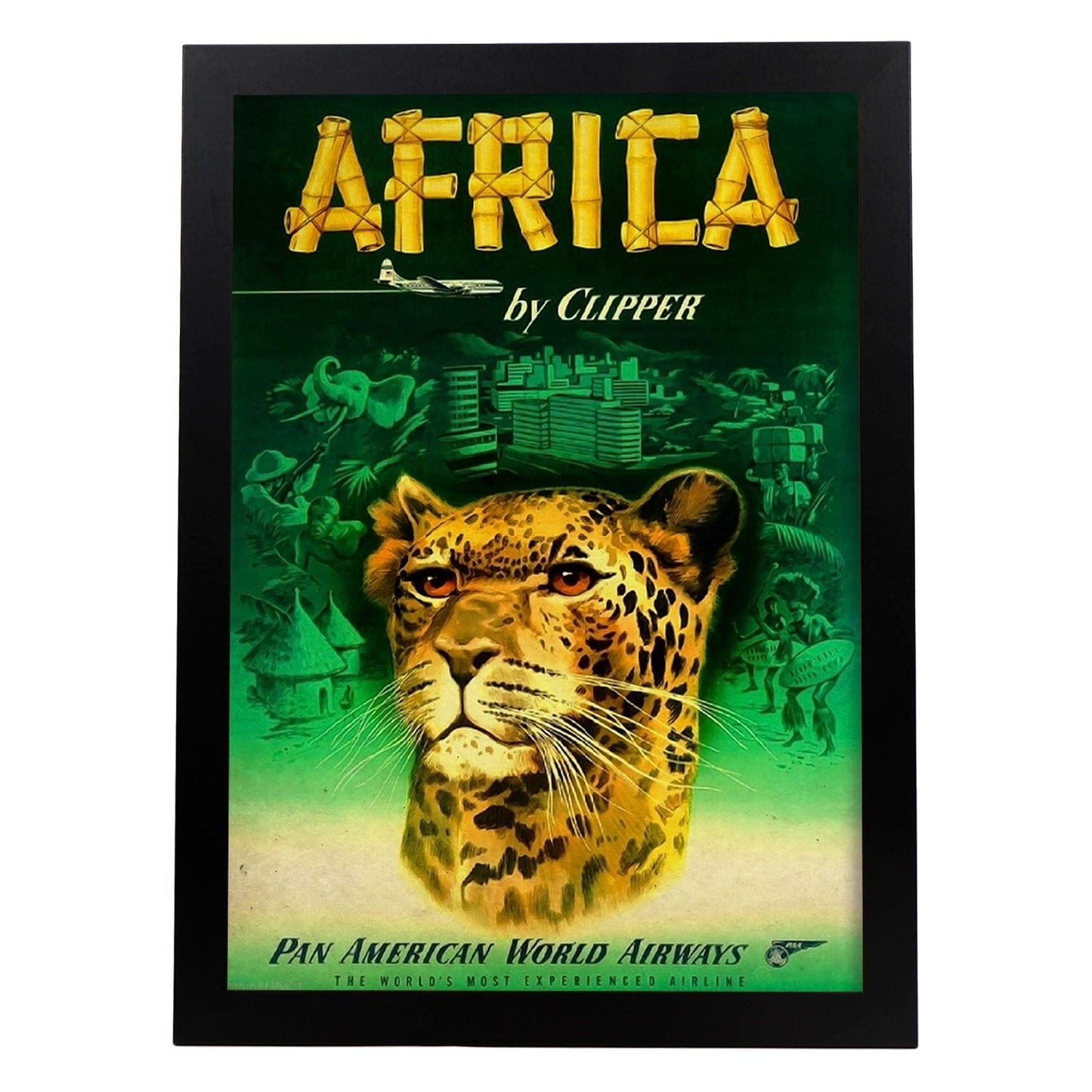 Poster vintage de Africa - Clipper. con imágenes vintage y de publicidad antigua.-Artwork-Nacnic-A3-Marco Negro-Nacnic Estudio SL