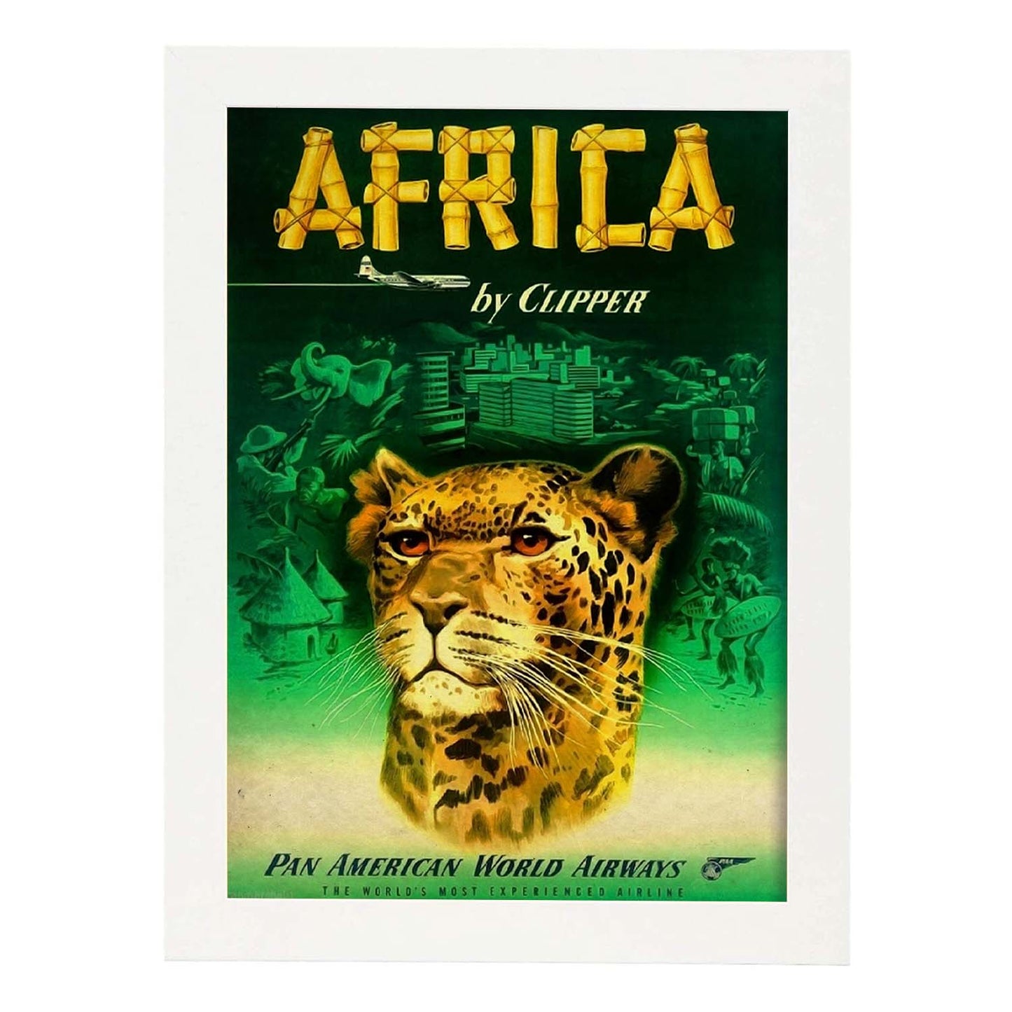 Poster vintage de Africa - Clipper. con imágenes vintage y de publicidad antigua.-Artwork-Nacnic-A4-Marco Blanco-Nacnic Estudio SL
