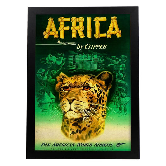 Poster vintage de Africa - Clipper. con imágenes vintage y de publicidad antigua.-Artwork-Nacnic-A4-Marco Negro-Nacnic Estudio SL