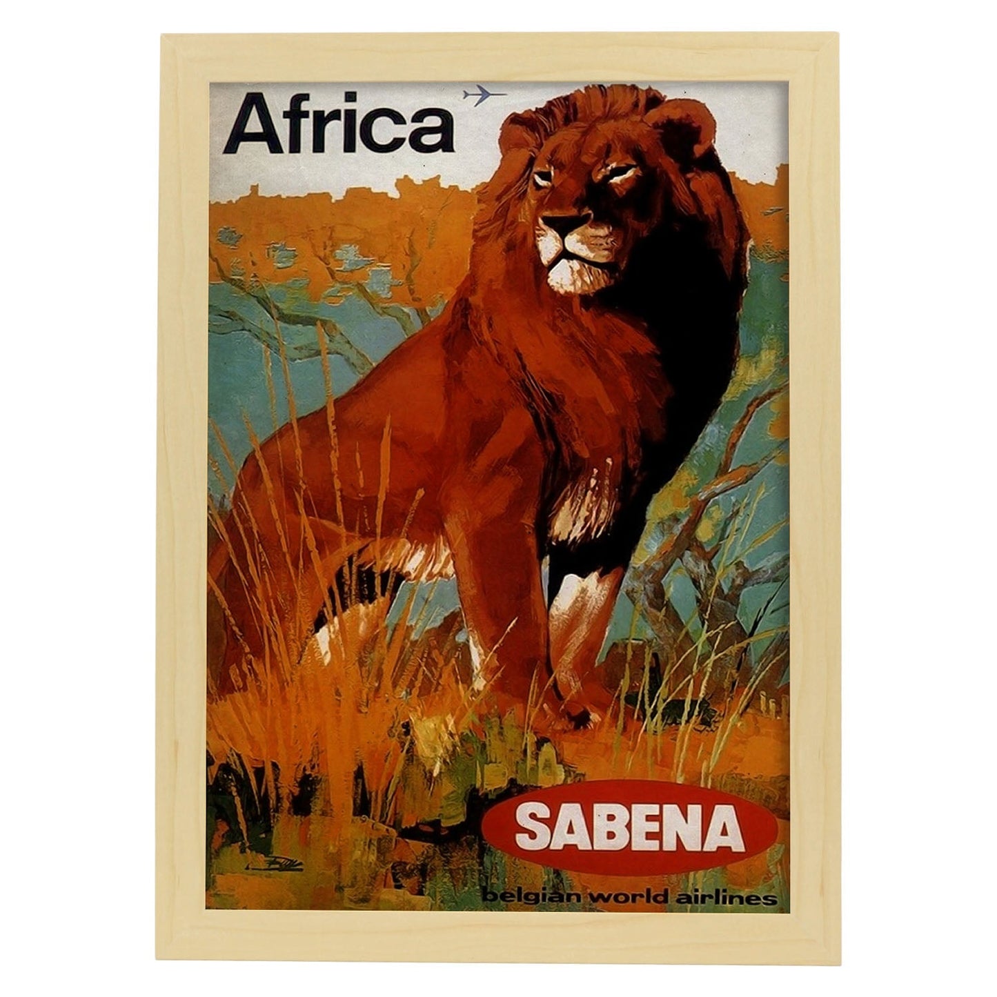 Poster vintage de Africa - Sabena. con imágenes vintage y de publicidad antigua.-Artwork-Nacnic-A3-Marco Madera clara-Nacnic Estudio SL