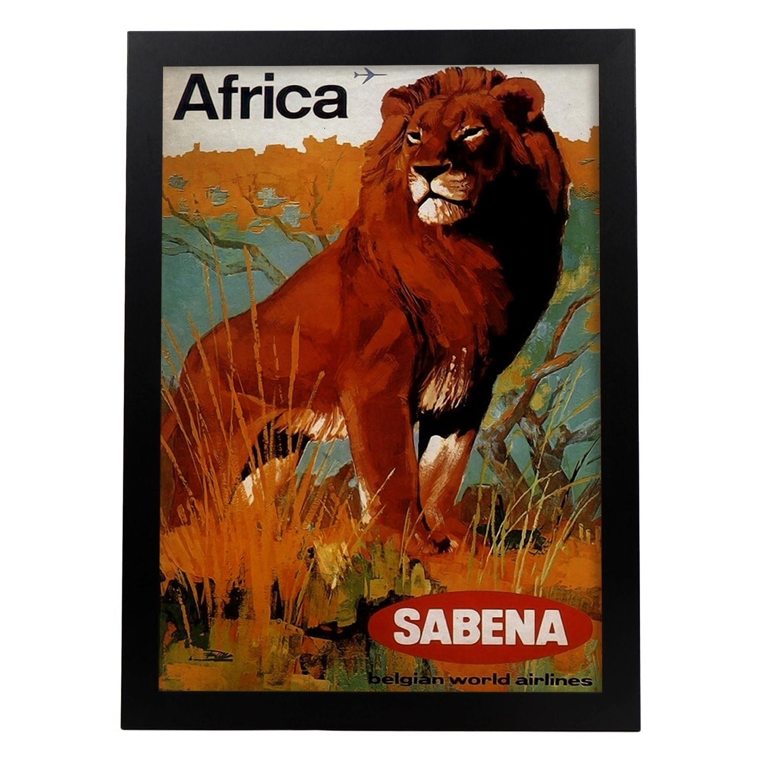 Poster vintage de Africa - Sabena. con imágenes vintage y de publicidad antigua.-Artwork-Nacnic-A3-Marco Negro-Nacnic Estudio SL