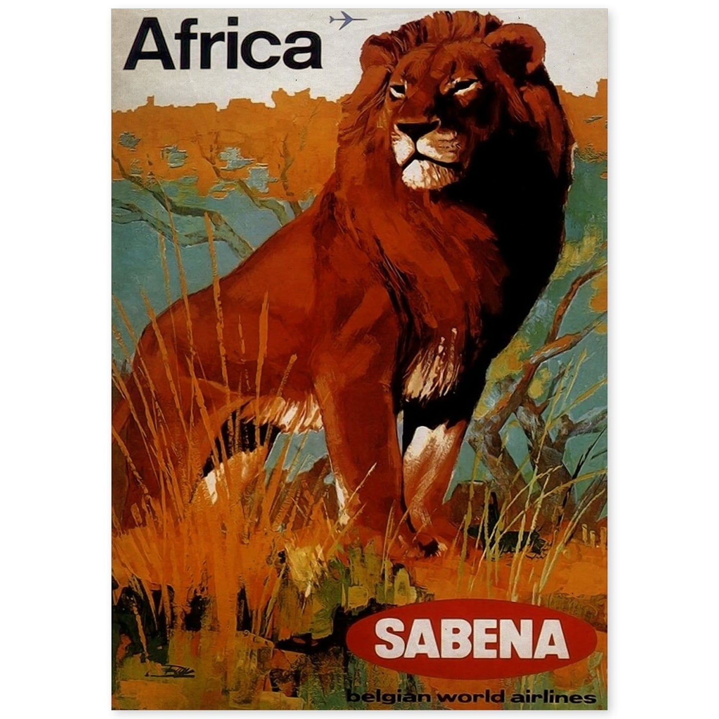 Poster vintage de Africa - Sabena. con imágenes vintage y de publicidad antigua.-Artwork-Nacnic-A4-Sin marco-Nacnic Estudio SL