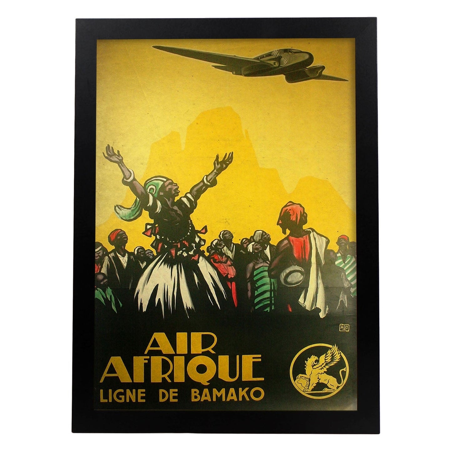 Poster vintage de Air Afrique. con imágenes vintage y de publicidad antigua.-Artwork-Nacnic-A3-Marco Negro-Nacnic Estudio SL