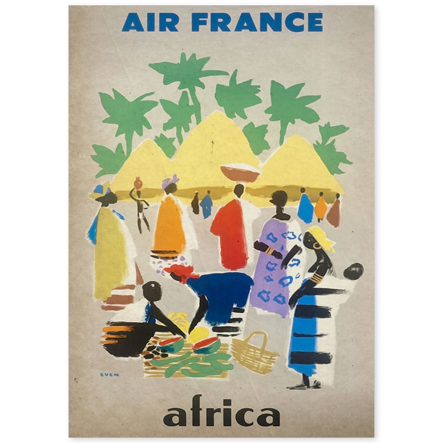 Poster vintage de Air Francia - Africa. con imágenes vintage y de publicidad antigua.-Artwork-Nacnic-A4-Sin marco-Nacnic Estudio SL