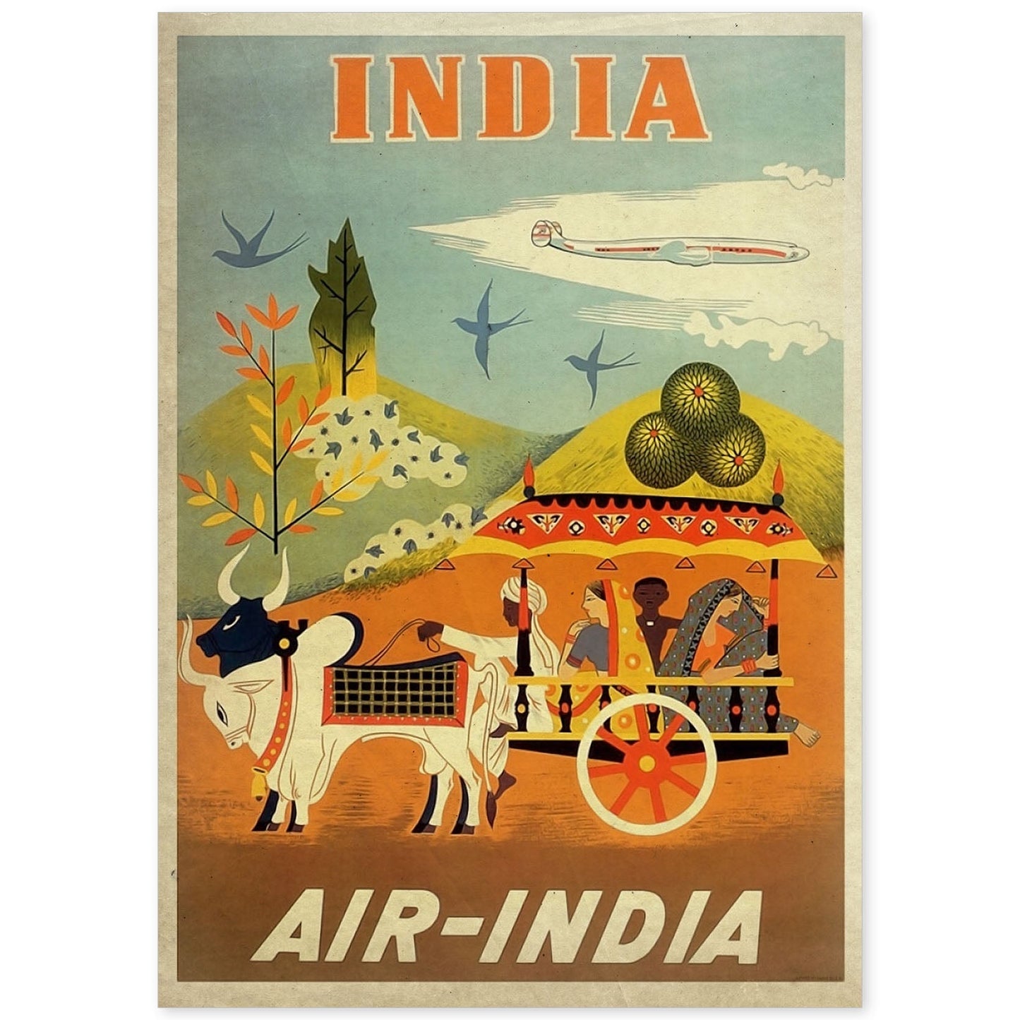 Poster vintage de Air-India. con imágenes vintage y de publicidad antigua.-Artwork-Nacnic-A4-Sin marco-Nacnic Estudio SL