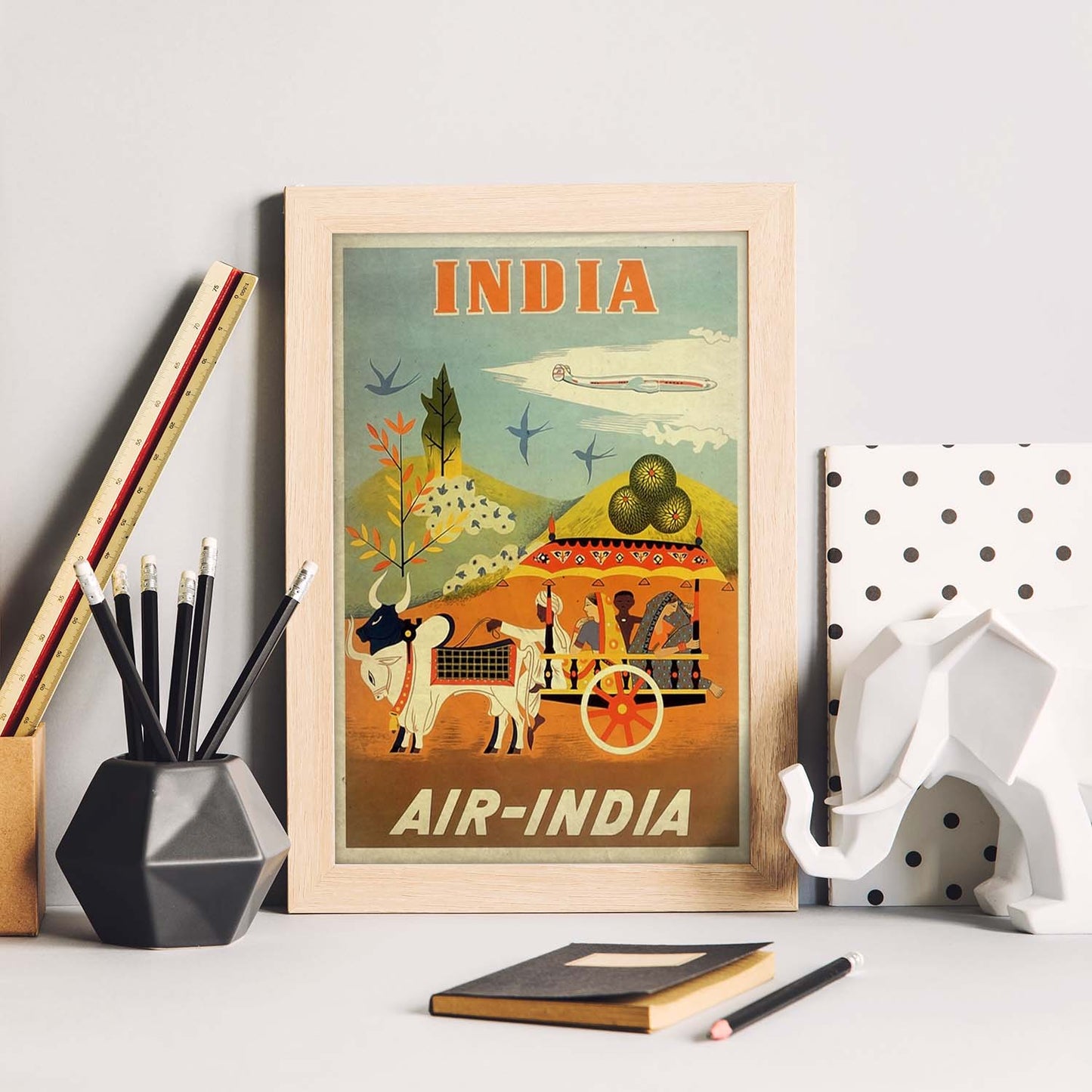 Poster vintage de Air-India. con imágenes vintage y de publicidad antigua.-Artwork-Nacnic-Nacnic Estudio SL
