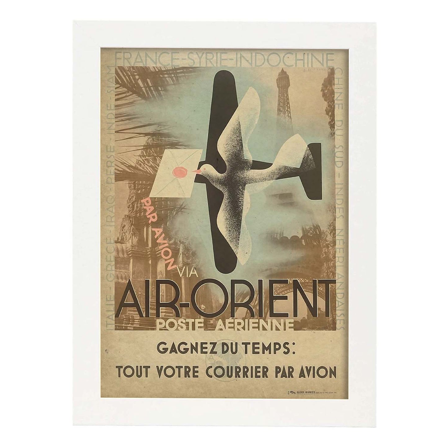 Poster vintage de Air-Orient. con imágenes vintage y de publicidad antigua.-Artwork-Nacnic-A3-Marco Blanco-Nacnic Estudio SL