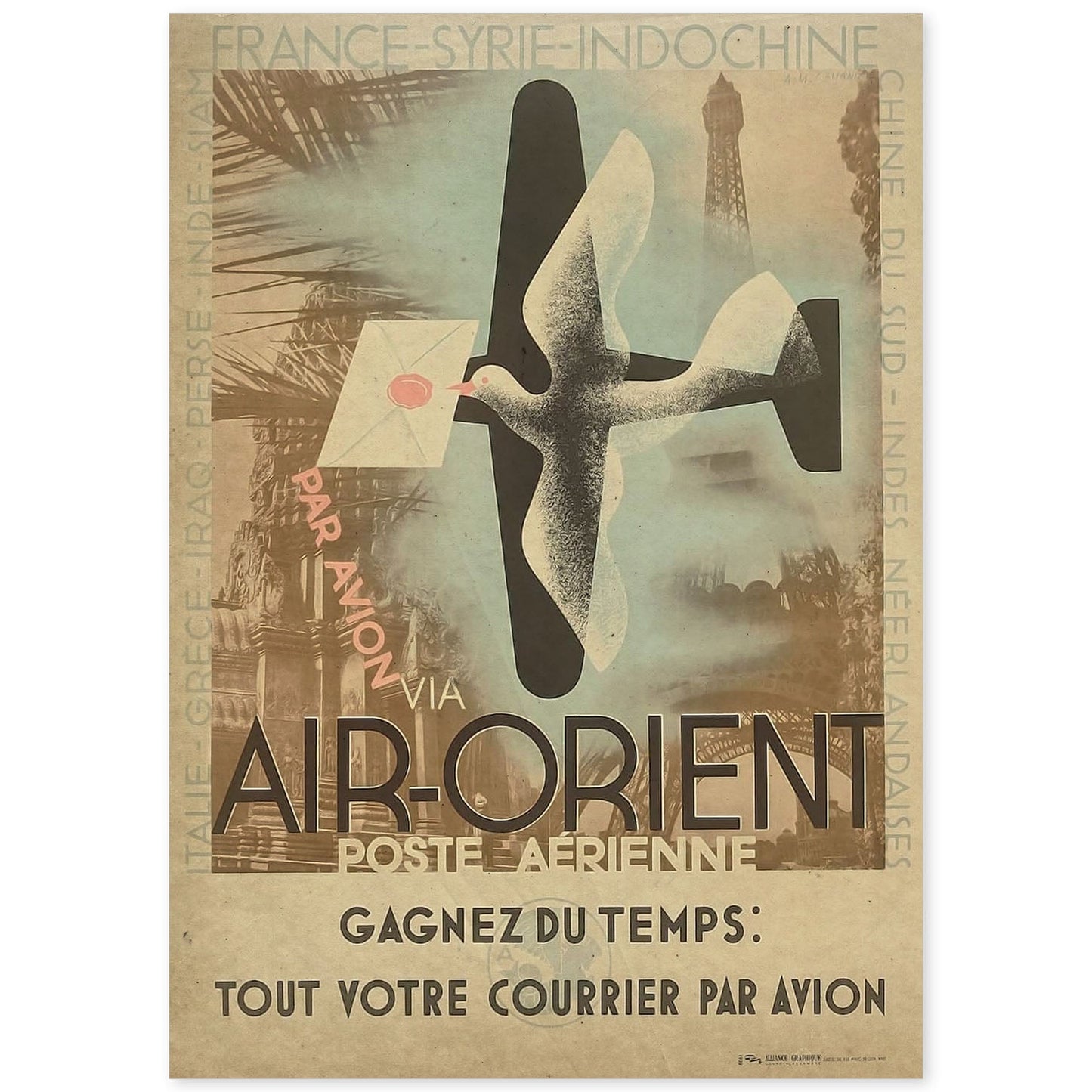 Poster vintage de Air-Orient. con imágenes vintage y de publicidad antigua.-Artwork-Nacnic-A4-Sin marco-Nacnic Estudio SL
