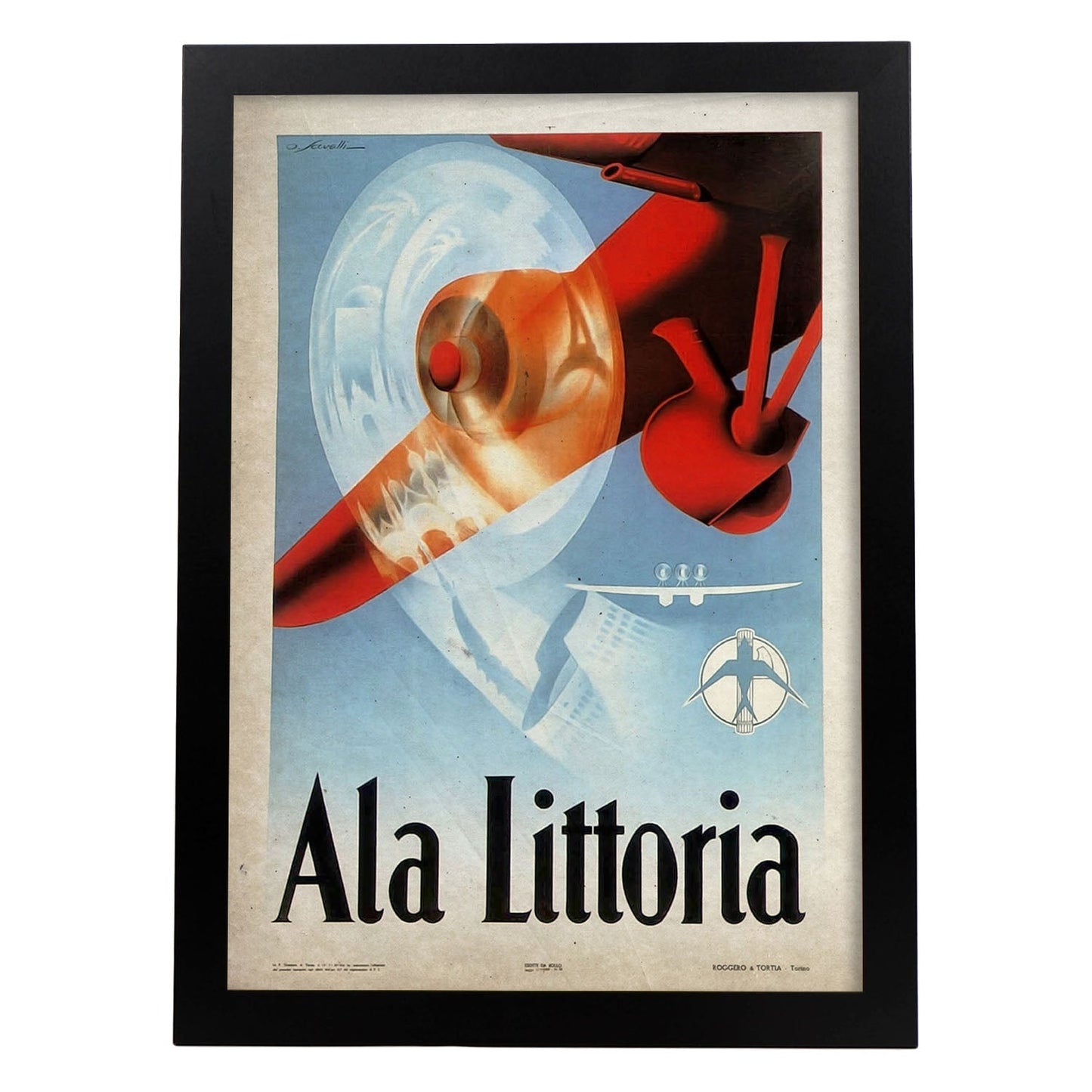 Poster vintage de Ala Littoria. con imágenes vintage y de publicidad antigua.-Artwork-Nacnic-A3-Marco Negro-Nacnic Estudio SL