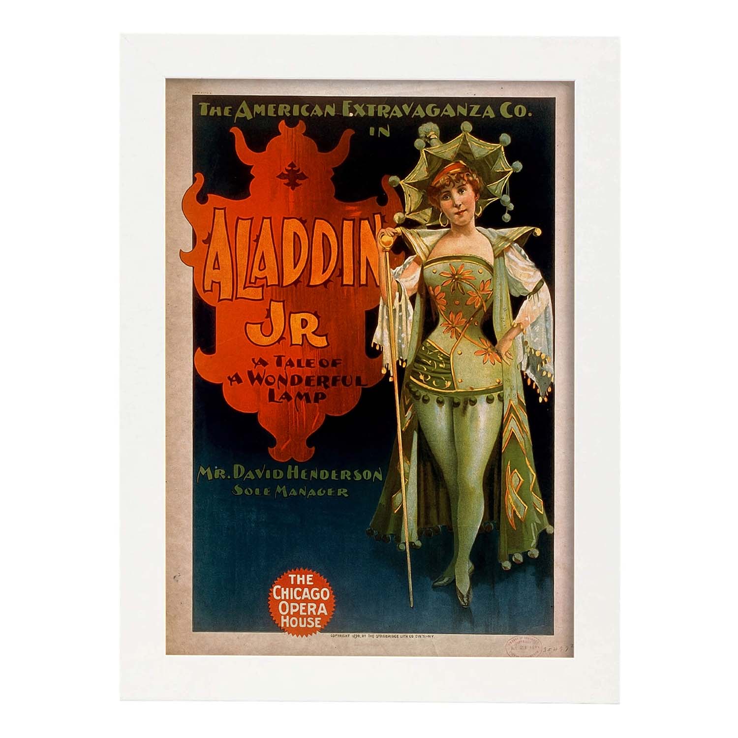 Poster vintage de Aladdin Jr. con imágenes vintage y de publicidad antigua.-Artwork-Nacnic-A3-Marco Blanco-Nacnic Estudio SL