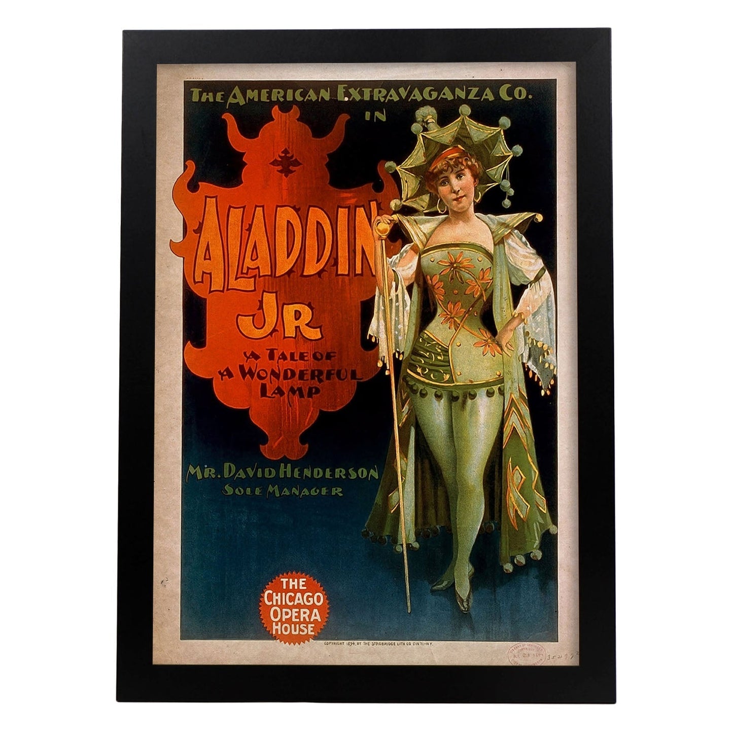 Poster vintage de Aladdin Jr. con imágenes vintage y de publicidad antigua.-Artwork-Nacnic-A3-Marco Negro-Nacnic Estudio SL