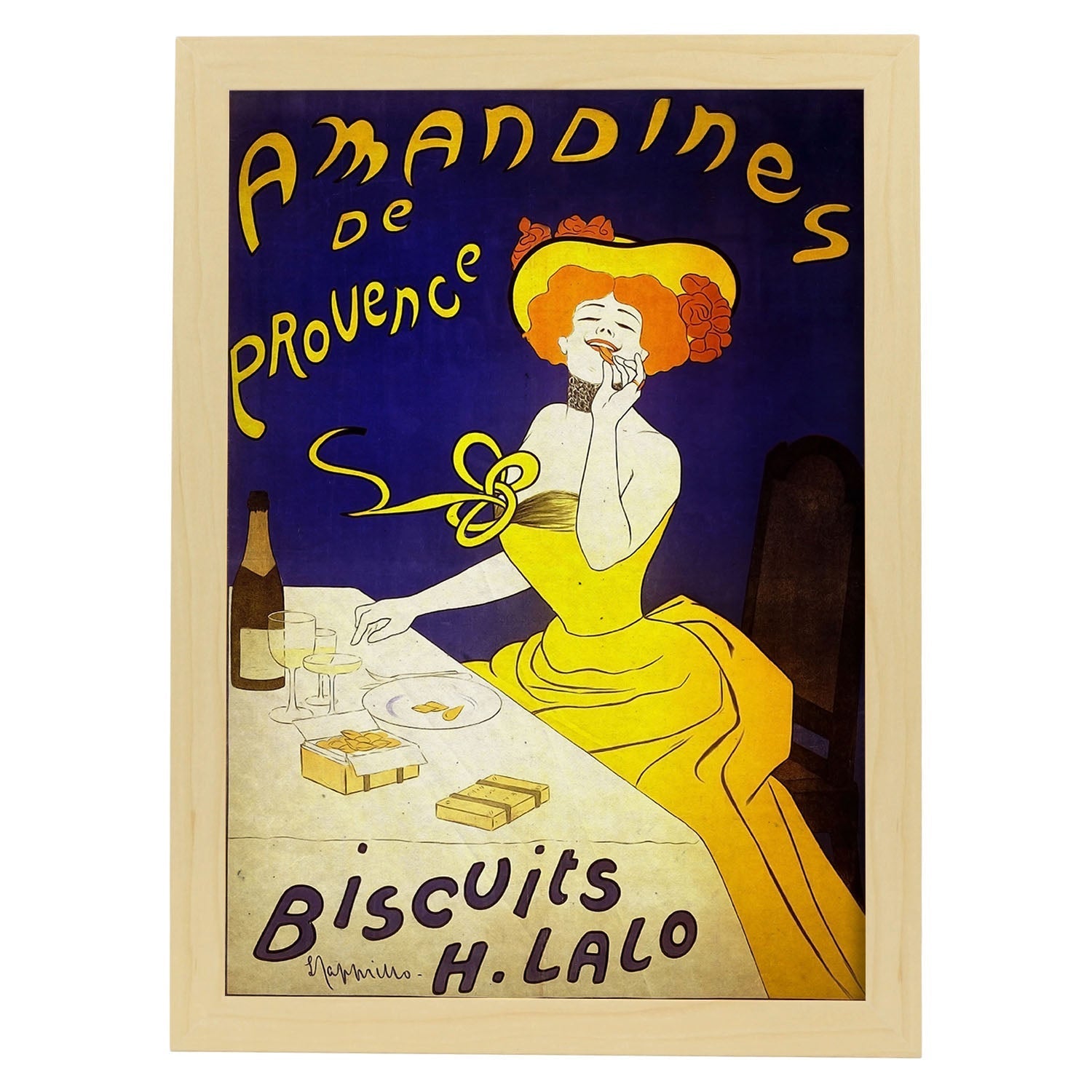 Poster vintage de Amandines. con imágenes vintage y de publicidad antigua.-Artwork-Nacnic-A3-Marco Madera clara-Nacnic Estudio SL