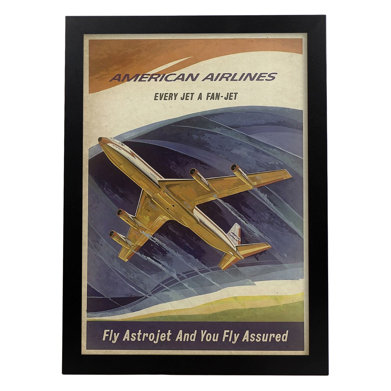 Poster vintage de American Airlines. con imágenes vintage y de publicidad antigua.-Artwork-Nacnic-A3-Marco Negro-Nacnic Estudio SL