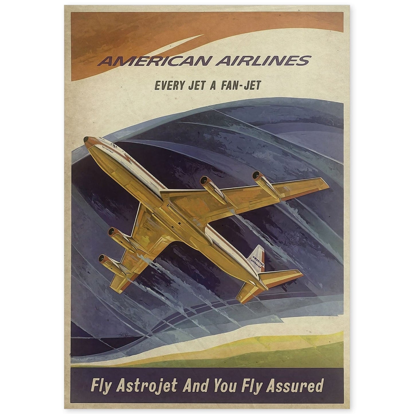 Poster vintage de American Airlines. con imágenes vintage y de publicidad antigua.-Artwork-Nacnic-A4-Sin marco-Nacnic Estudio SL