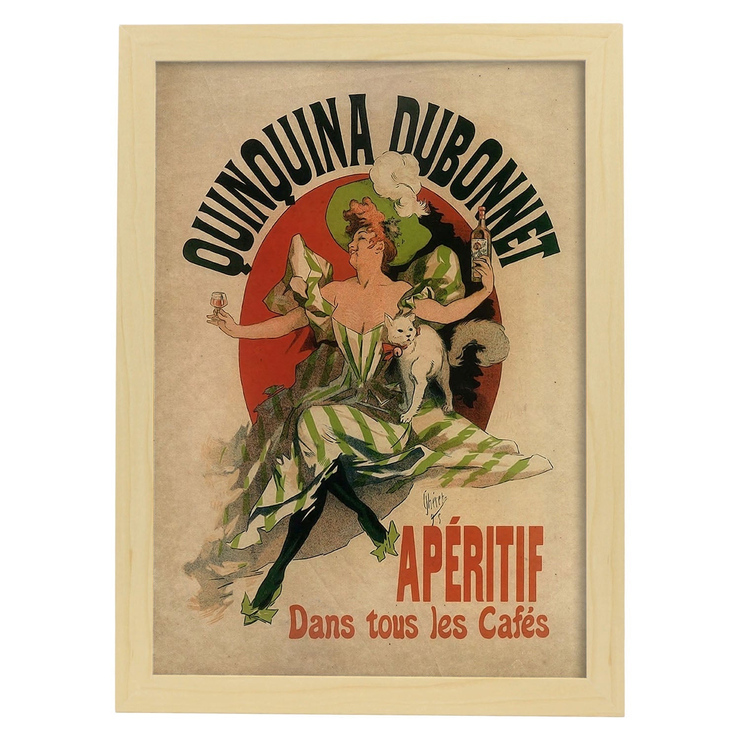 Poster vintage de Aperitivo. con imágenes vintage y de publicidad antigua.-Artwork-Nacnic-A3-Marco Madera clara-Nacnic Estudio SL