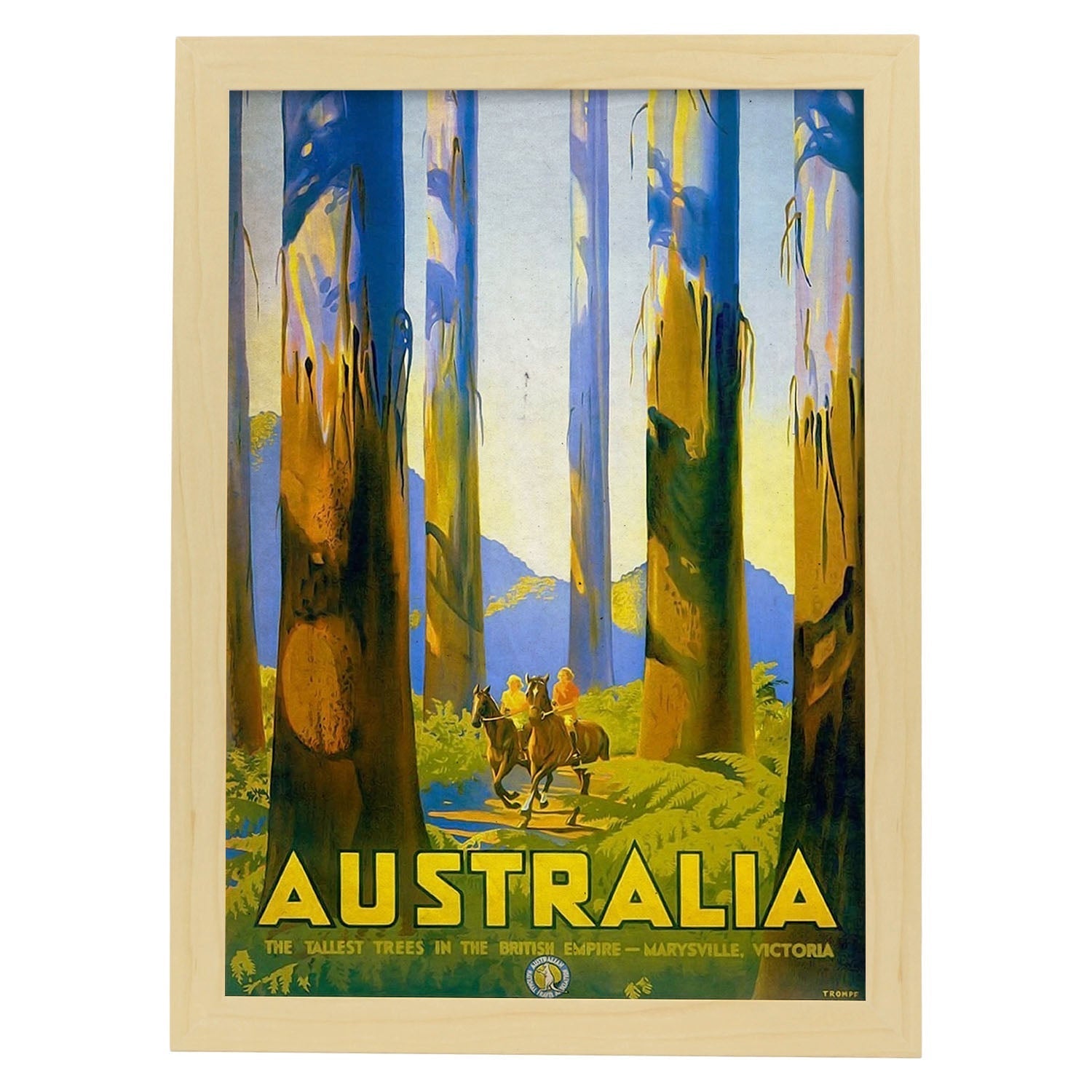 Poster vintage de Arboles australianos. con imágenes vintage y de publicidad antigua.-Artwork-Nacnic-A3-Marco Madera clara-Nacnic Estudio SL