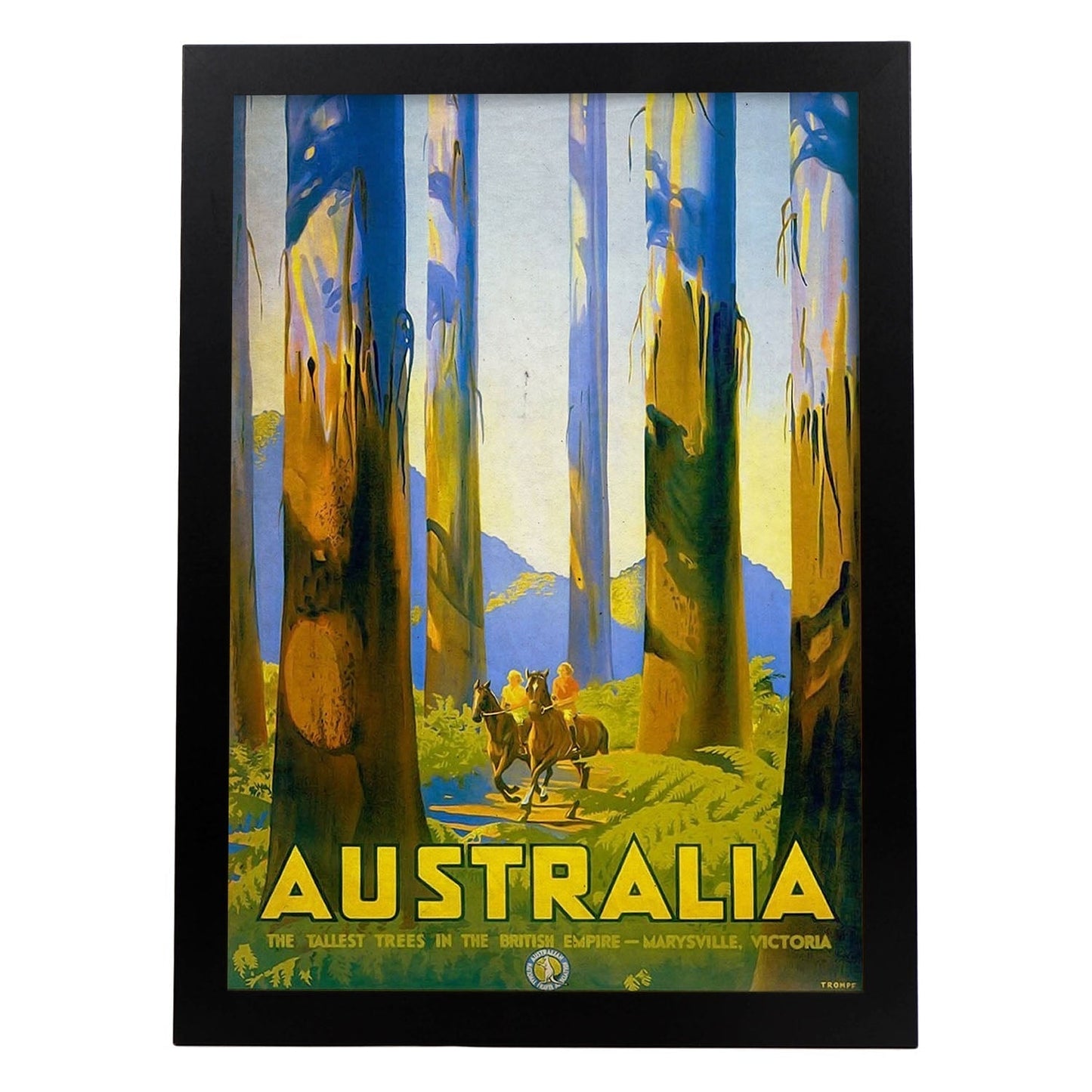 Poster vintage de Arboles australianos. con imágenes vintage y de publicidad antigua.-Artwork-Nacnic-A3-Marco Negro-Nacnic Estudio SL