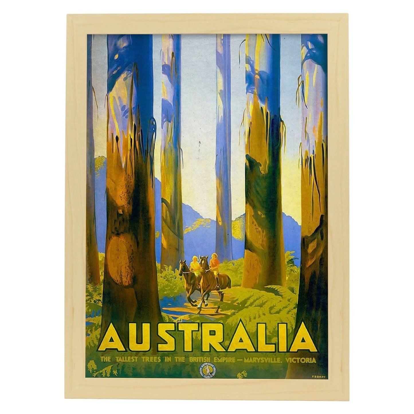 Poster vintage de Arboles australianos. con imágenes vintage y de publicidad antigua.-Artwork-Nacnic-A4-Marco Madera clara-Nacnic Estudio SL