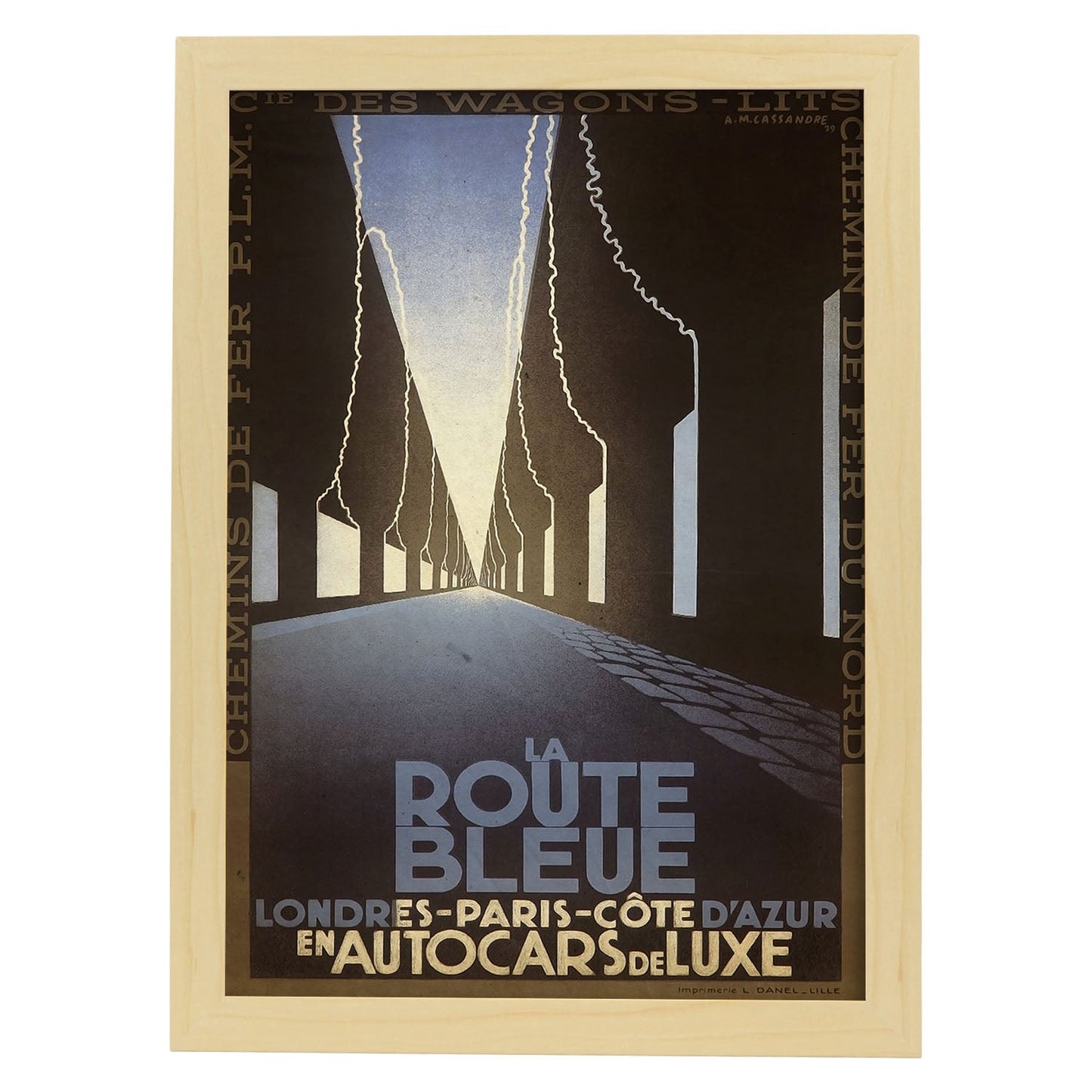 Poster vintage de Arboles de Paris. con imágenes vintage y de publicidad antigua.-Artwork-Nacnic-A3-Marco Madera clara-Nacnic Estudio SL