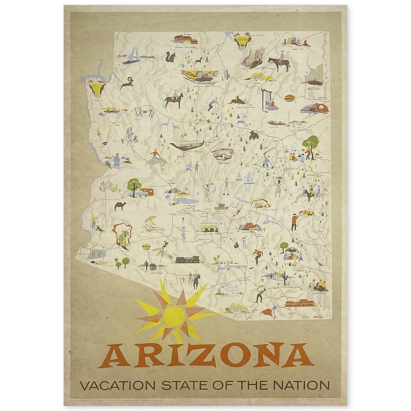 Poster vintage de Arizona. con imágenes vintage y de publicidad antigua.-Artwork-Nacnic-A4-Sin marco-Nacnic Estudio SL