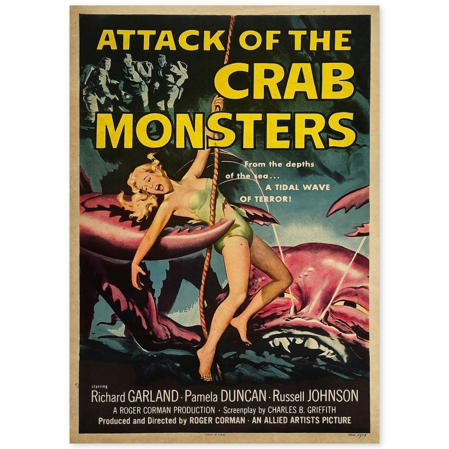 Poster vintage de Ataque de los monstruos cangrejo. con imágenes vintage y de publicidad antigua.-Artwork-Nacnic-A4-Sin marco-Nacnic Estudio SL