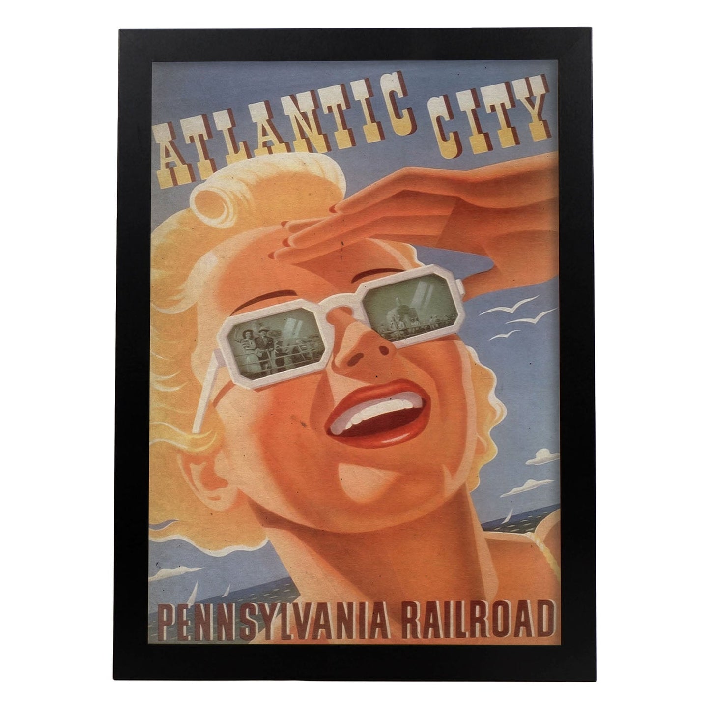 Poster vintage de Atlantic City. con imágenes vintage y de publicidad antigua.-Artwork-Nacnic-A3-Marco Negro-Nacnic Estudio SL