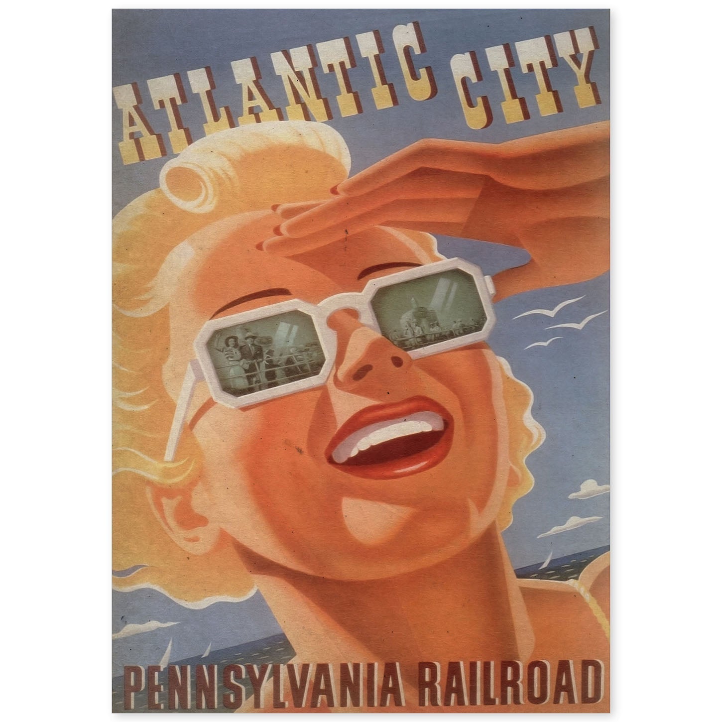 Poster vintage de Atlantic City. con imágenes vintage y de publicidad antigua.-Artwork-Nacnic-A4-Sin marco-Nacnic Estudio SL