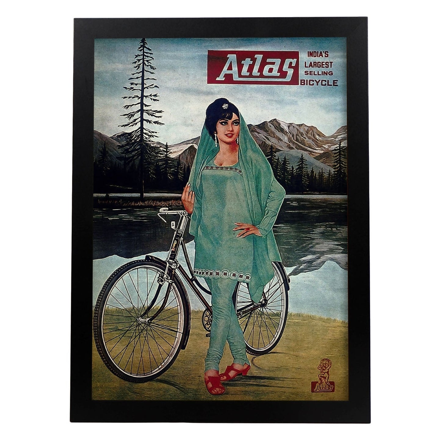Poster vintage de Atlas - India. con imágenes vintage y de publicidad antigua.-Artwork-Nacnic-A3-Marco Negro-Nacnic Estudio SL