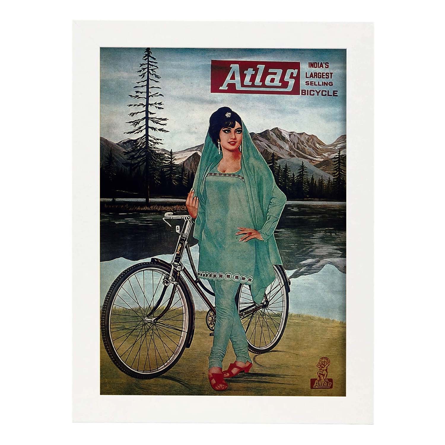 Poster vintage de Atlas - India. con imágenes vintage y de publicidad antigua.-Artwork-Nacnic-A4-Marco Blanco-Nacnic Estudio SL