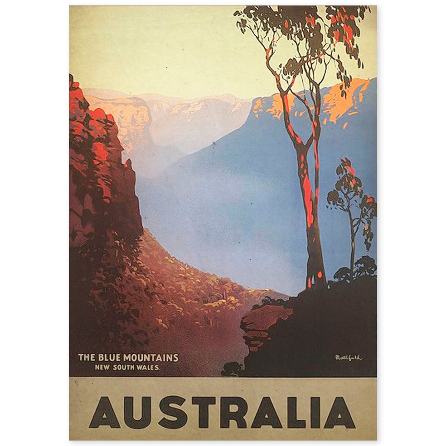 Poster vintage de Australia - Montañas azules. con imágenes vintage y de publicidad antigua.-Artwork-Nacnic-A4-Sin marco-Nacnic Estudio SL