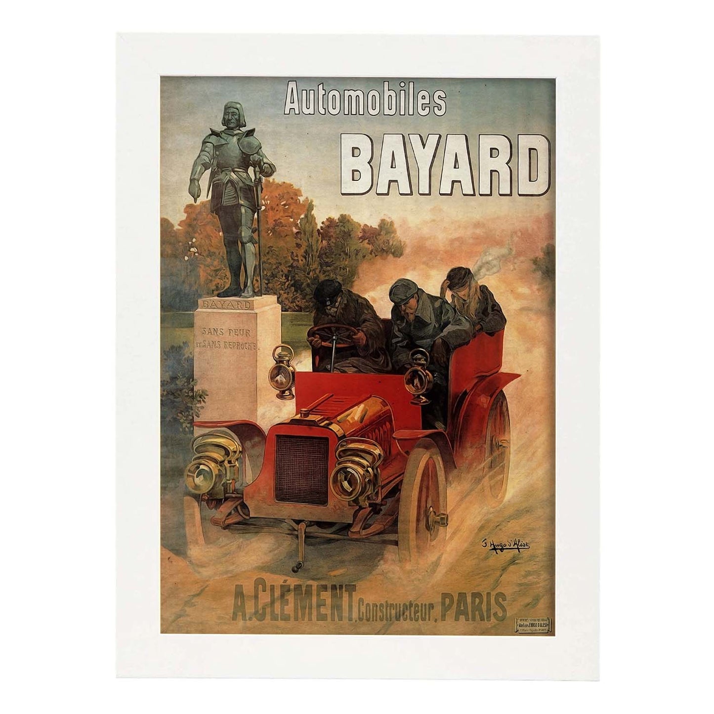 Poster vintage de Automoviles Bayard. con imágenes vintage y de publicidad antigua.-Artwork-Nacnic-A3-Marco Blanco-Nacnic Estudio SL