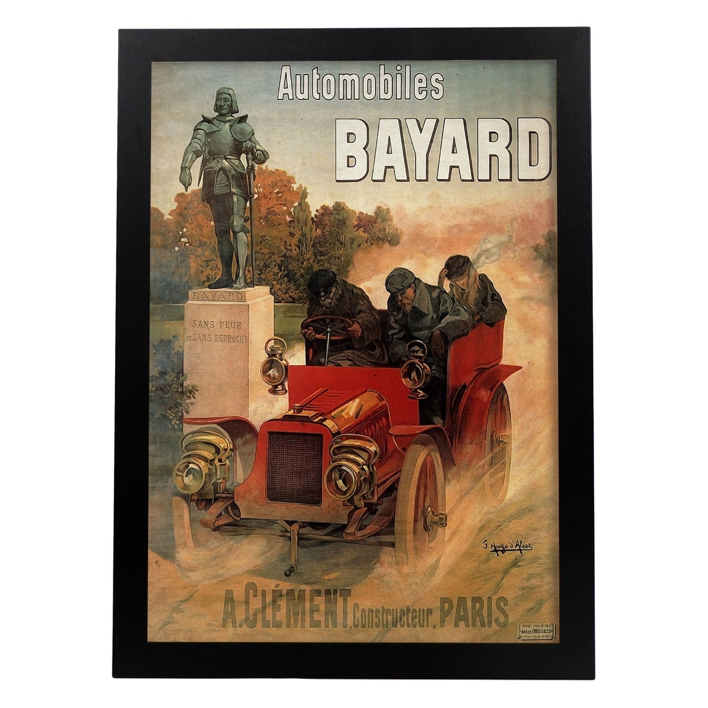 Poster vintage de Automoviles Bayard. con imágenes vintage y de publicidad antigua.-Artwork-Nacnic-A3-Marco Negro-Nacnic Estudio SL