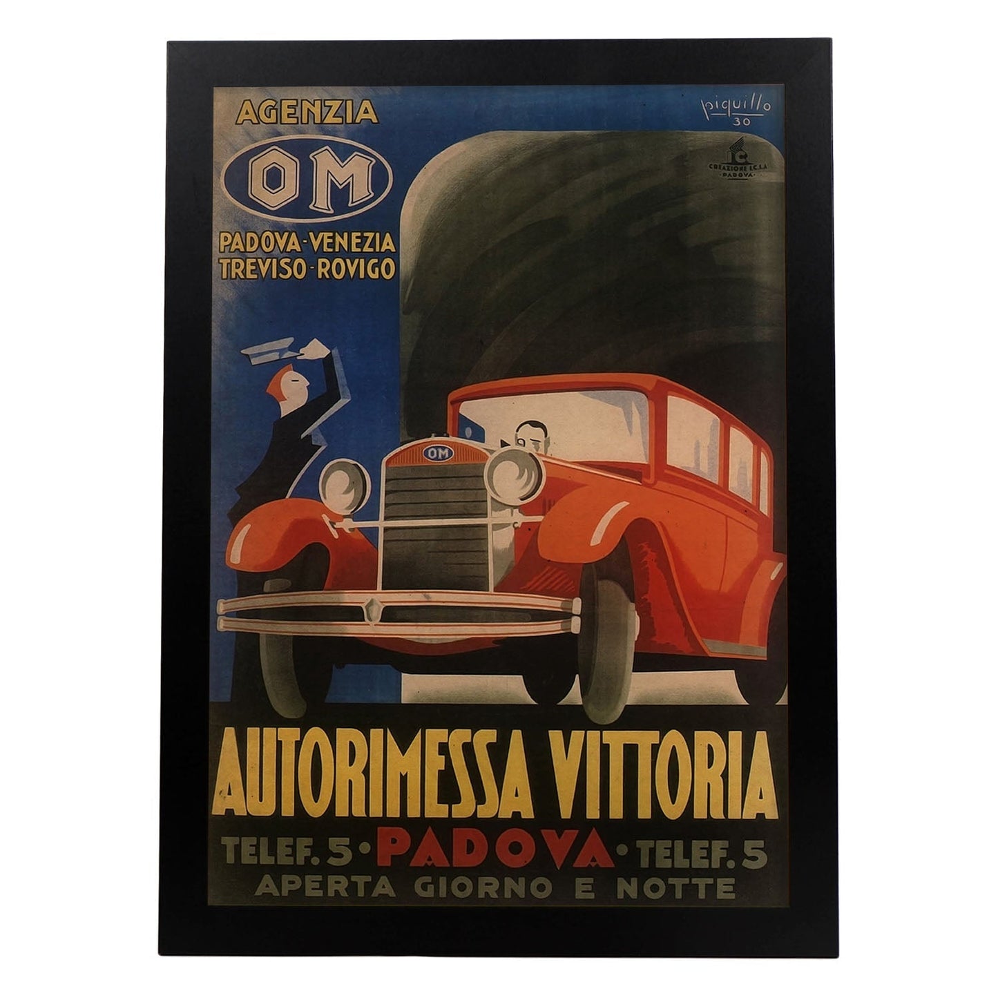 Poster vintage de Automoviles Vittoria. con imágenes vintage y de publicidad antigua.-Artwork-Nacnic-A3-Marco Negro-Nacnic Estudio SL