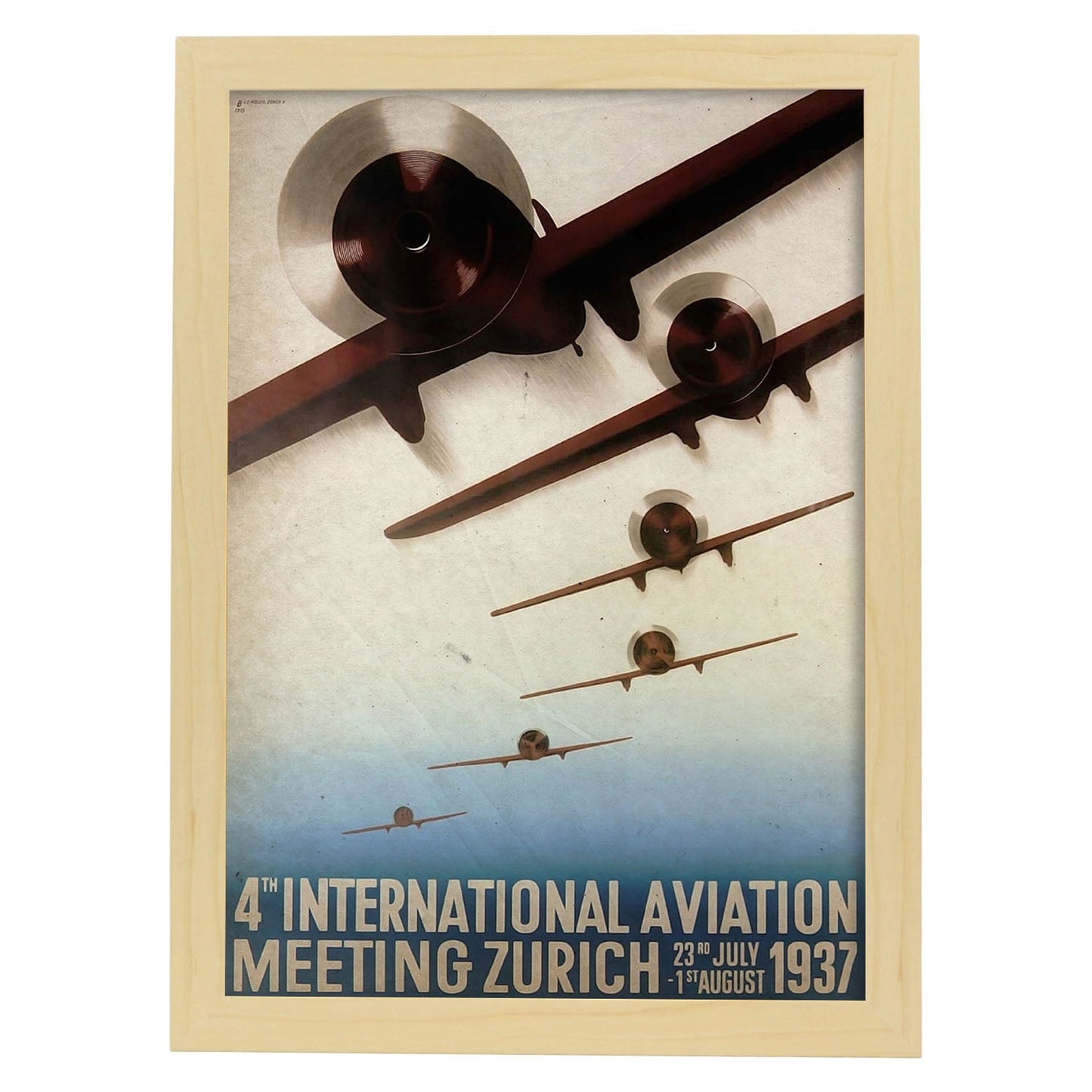 Poster vintage de Aviones de guerra. con imágenes vintage y de publicidad antigua.-Artwork-Nacnic-A3-Marco Madera clara-Nacnic Estudio SL