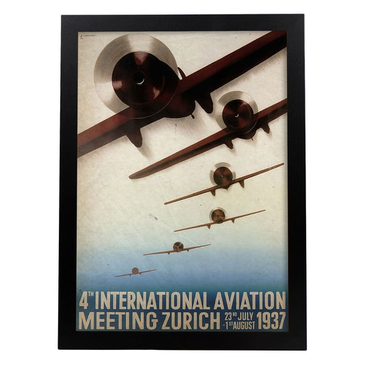 Poster vintage de Aviones de guerra. con imágenes vintage y de publicidad antigua.-Artwork-Nacnic-A4-Marco Negro-Nacnic Estudio SL