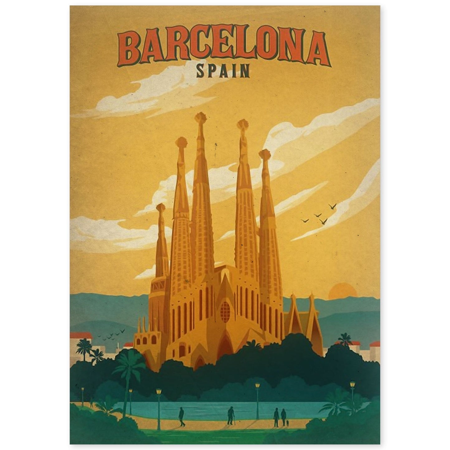 Poster vintage de Barcelona. con imágenes vintage y de publicidad antigua.-Artwork-Nacnic-A4-Sin marco-Nacnic Estudio SL