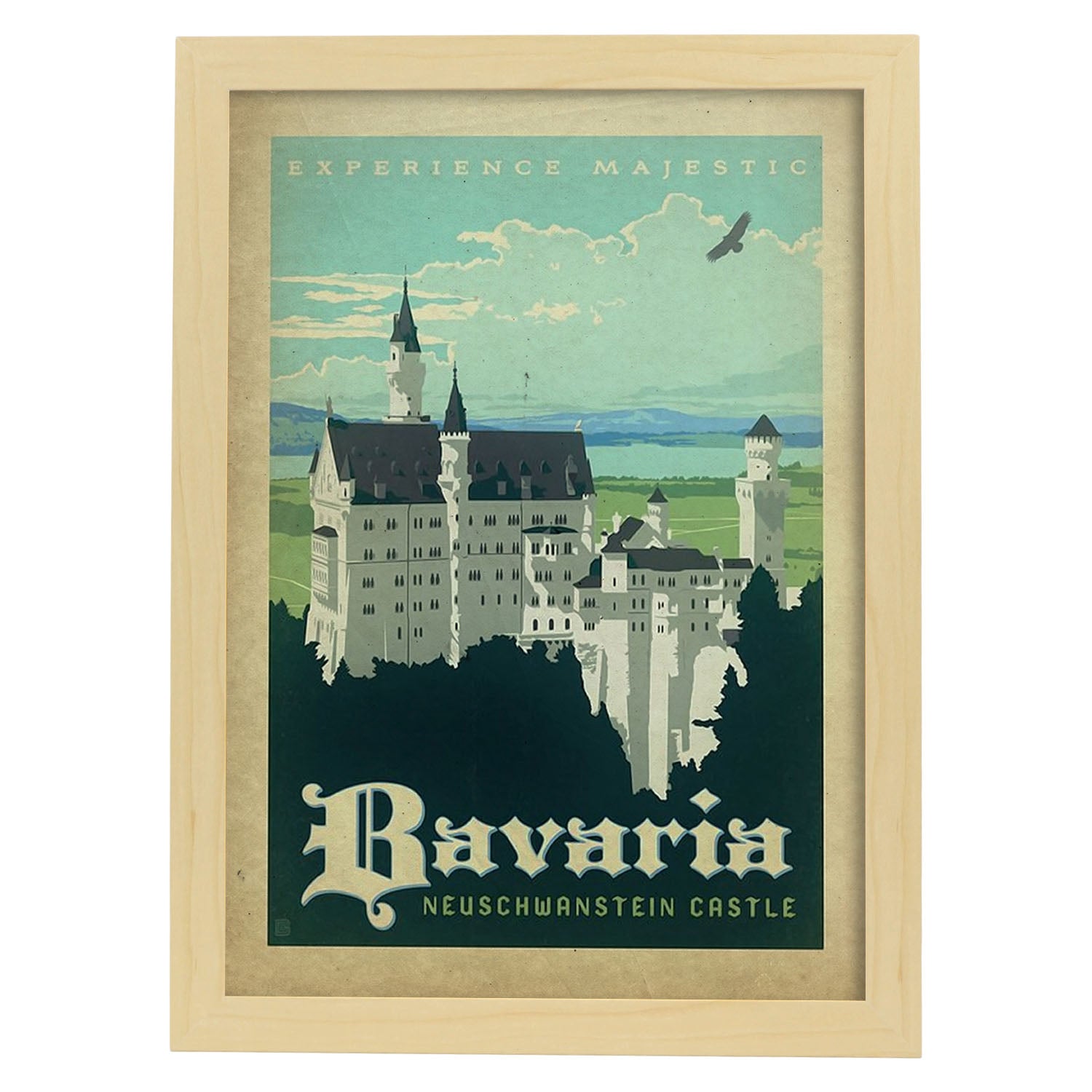 Poster vintage de Bavaria. con imágenes vintage y de publicidad antigua.-Artwork-Nacnic-A3-Marco Madera clara-Nacnic Estudio SL