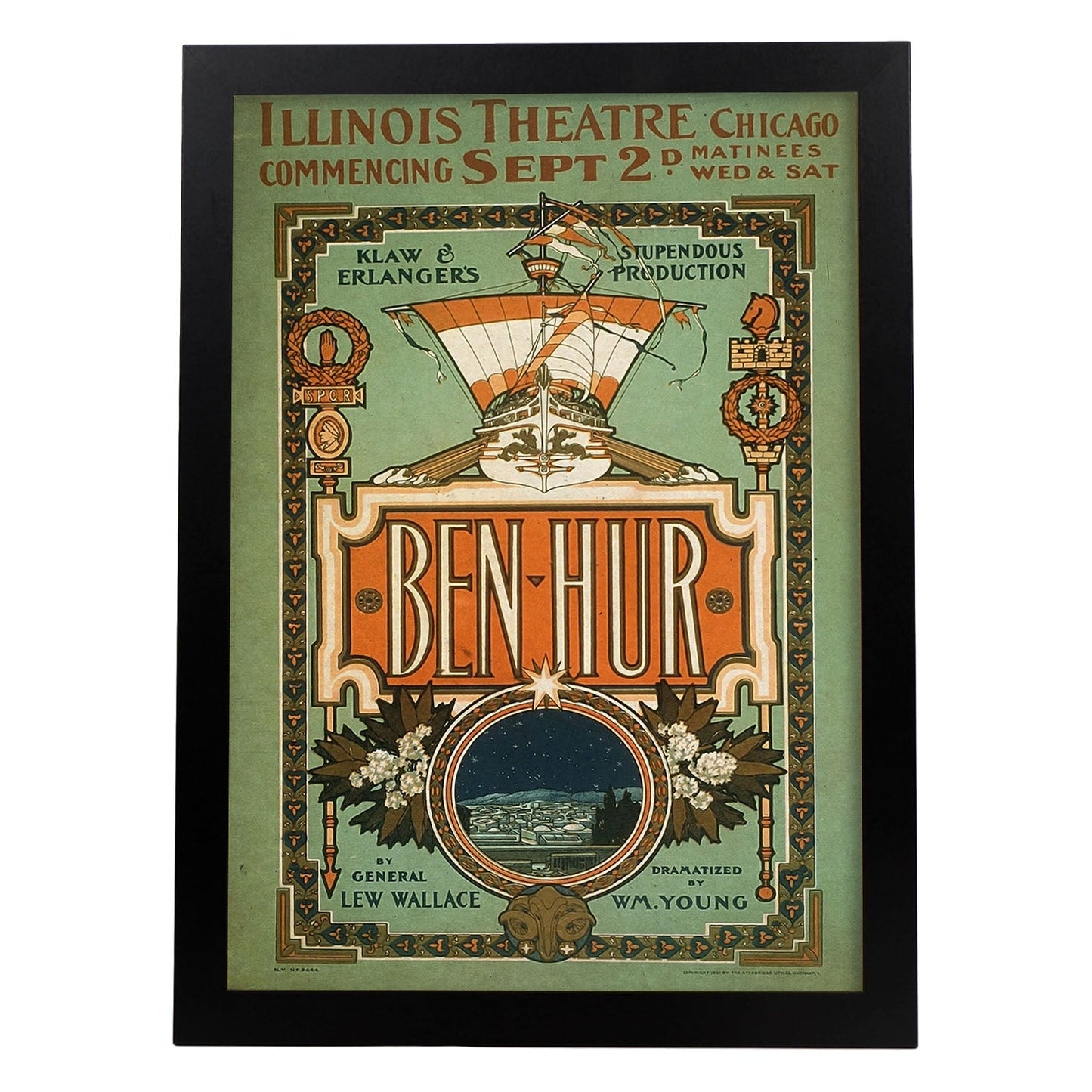 Poster vintage de Ben Hur. con imágenes vintage y de publicidad antigua.-Artwork-Nacnic-A3-Marco Negro-Nacnic Estudio SL