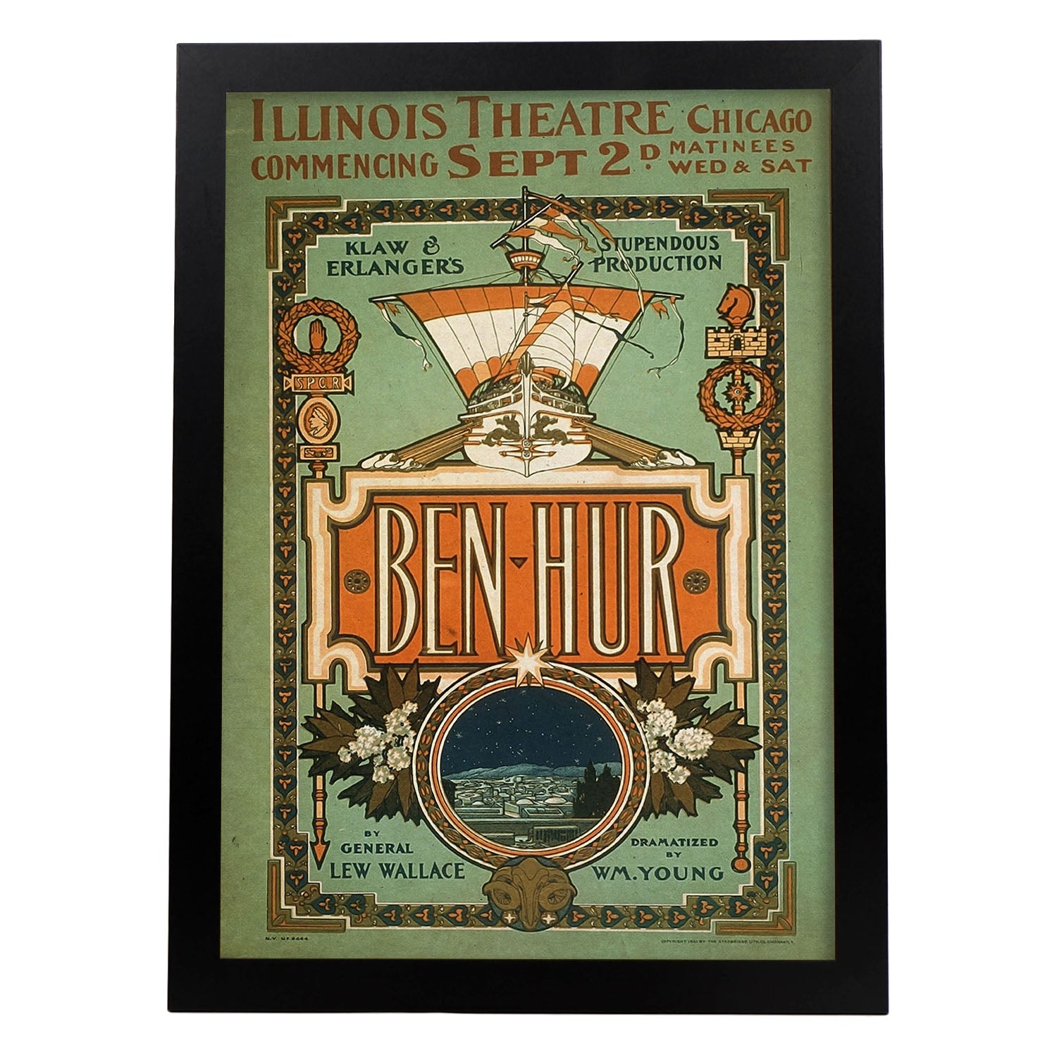 Poster vintage de Ben Hur. con imágenes vintage y de publicidad antigua.-Artwork-Nacnic-A3-Marco Negro-Nacnic Estudio SL
