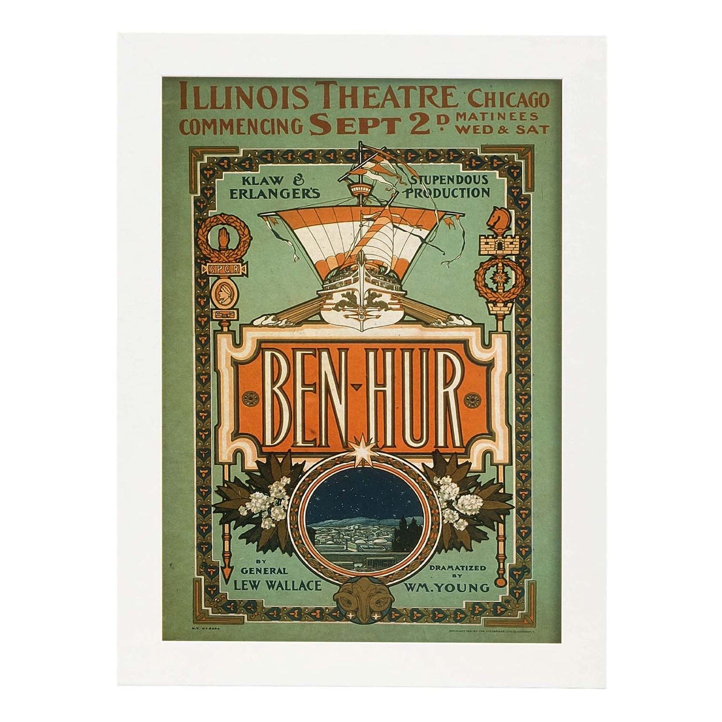 Poster vintage de Ben Hur. con imágenes vintage y de publicidad antigua.-Artwork-Nacnic-A4-Marco Blanco-Nacnic Estudio SL