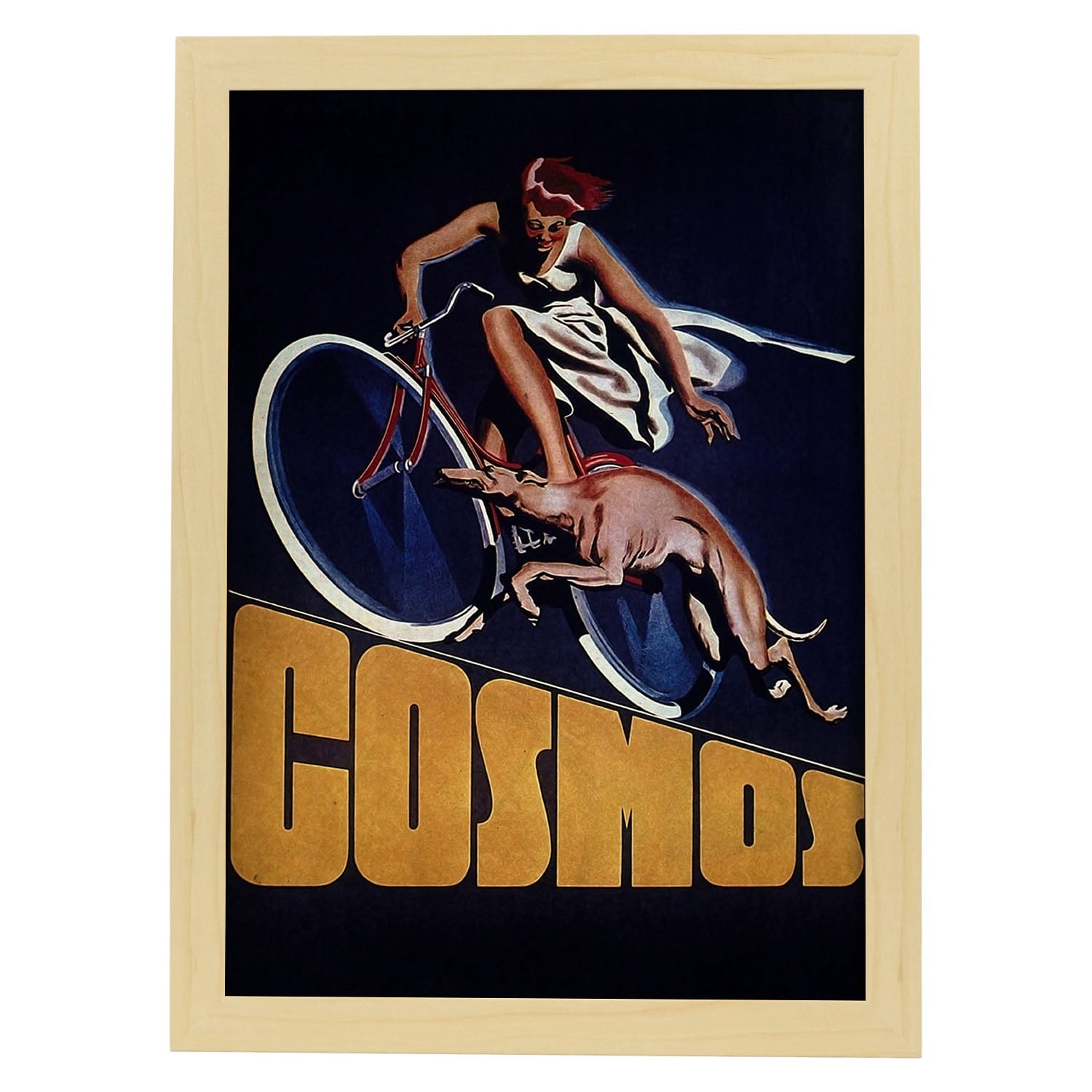 Poster vintage de Bici Cosmos. con imágenes vintage y de publicidad antigua.-Artwork-Nacnic-A3-Marco Madera clara-Nacnic Estudio SL