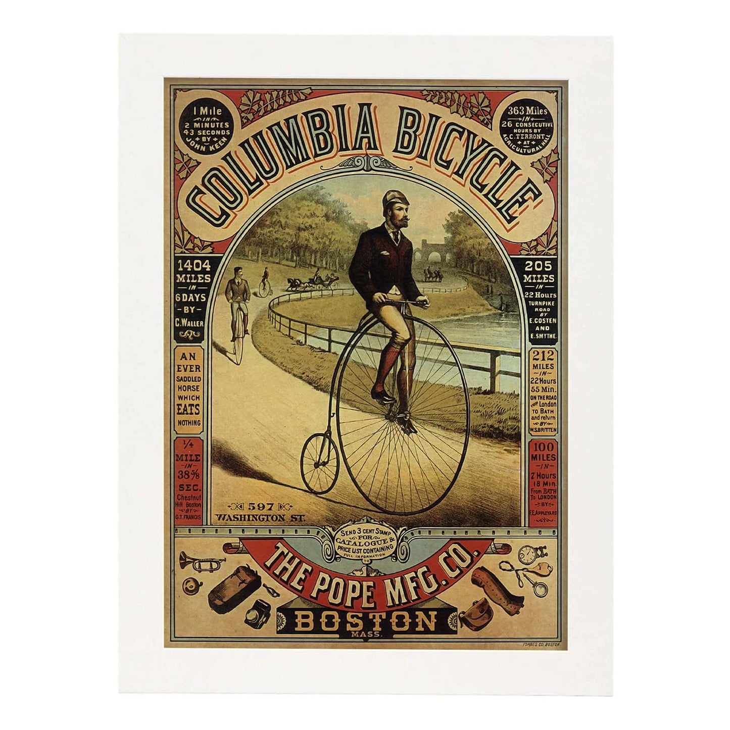 Poster vintage de Bicicleta antigua. con imágenes vintage y de publicidad antigua.-Artwork-Nacnic-A3-Marco Blanco-Nacnic Estudio SL