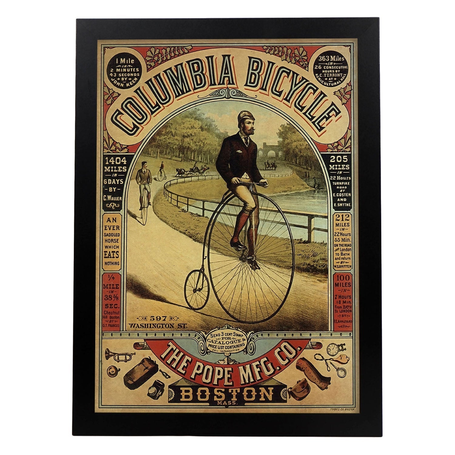 Poster vintage de Bicicleta antigua. con imágenes vintage y de publicidad antigua.-Artwork-Nacnic-A3-Marco Negro-Nacnic Estudio SL