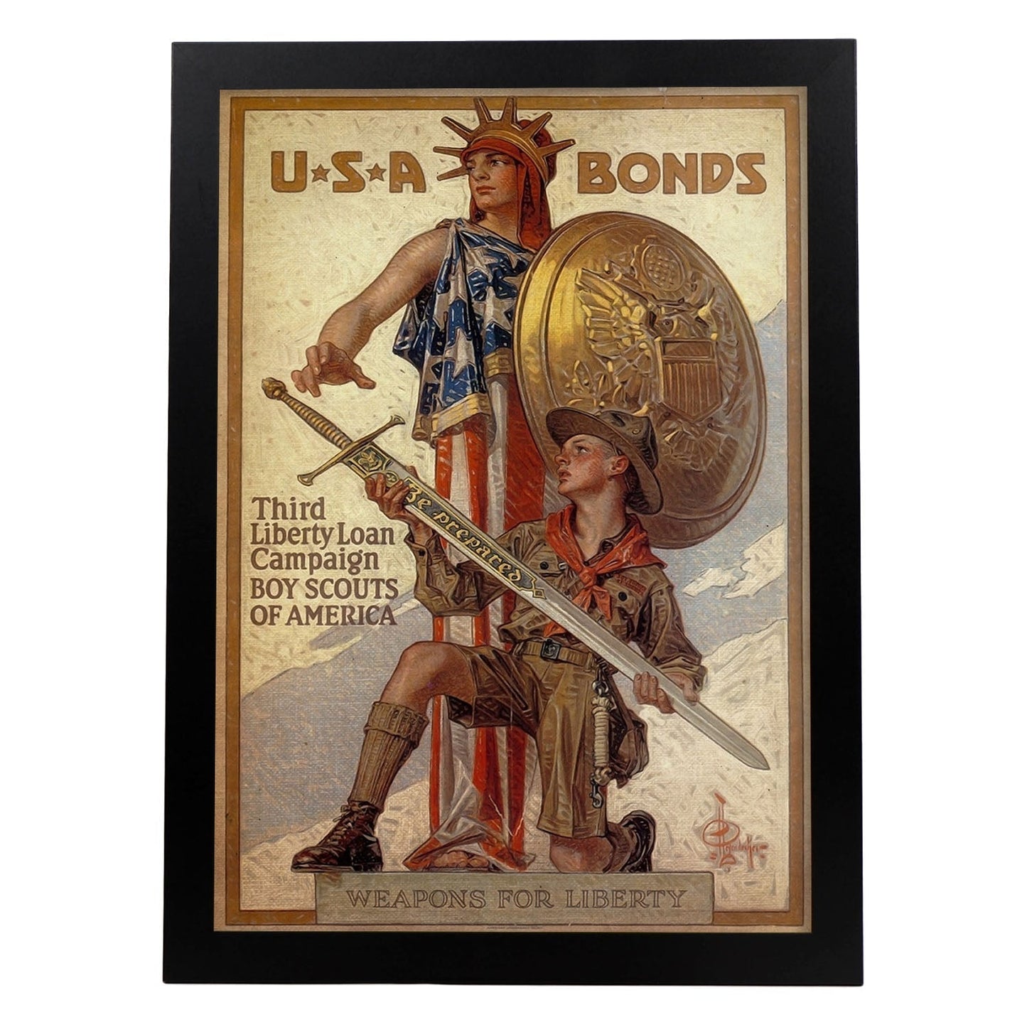 Poster vintage de Bonos de USA. con imágenes vintage y de publicidad antigua.-Artwork-Nacnic-A3-Marco Negro-Nacnic Estudio SL