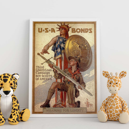 Poster vintage de Bonos de USA. con imágenes vintage y de publicidad antigua.-Artwork-Nacnic-Nacnic Estudio SL