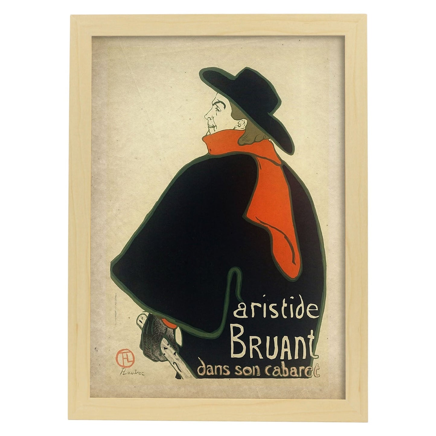 Poster vintage de Bruant. con imágenes vintage y de publicidad antigua.-Artwork-Nacnic-A4-Marco Madera clara-Nacnic Estudio SL