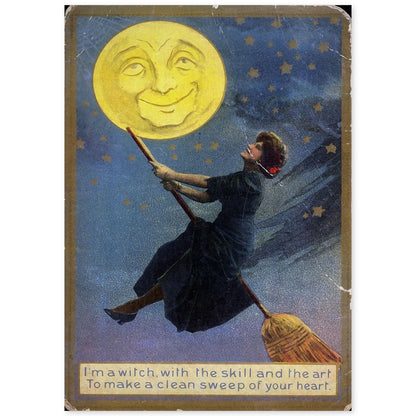 Poster vintage de Bruja volando. con imágenes vintage y de publicidad antigua.-Artwork-Nacnic-A4-Sin marco-Nacnic Estudio SL