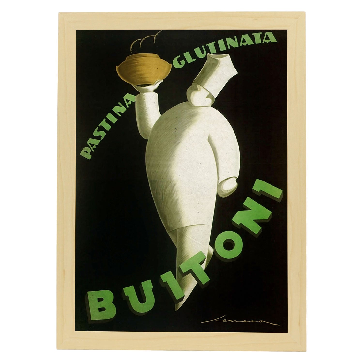 Poster vintage de Buitoni. con imágenes vintage y de publicidad antigua.-Artwork-Nacnic-A3-Marco Madera clara-Nacnic Estudio SL
